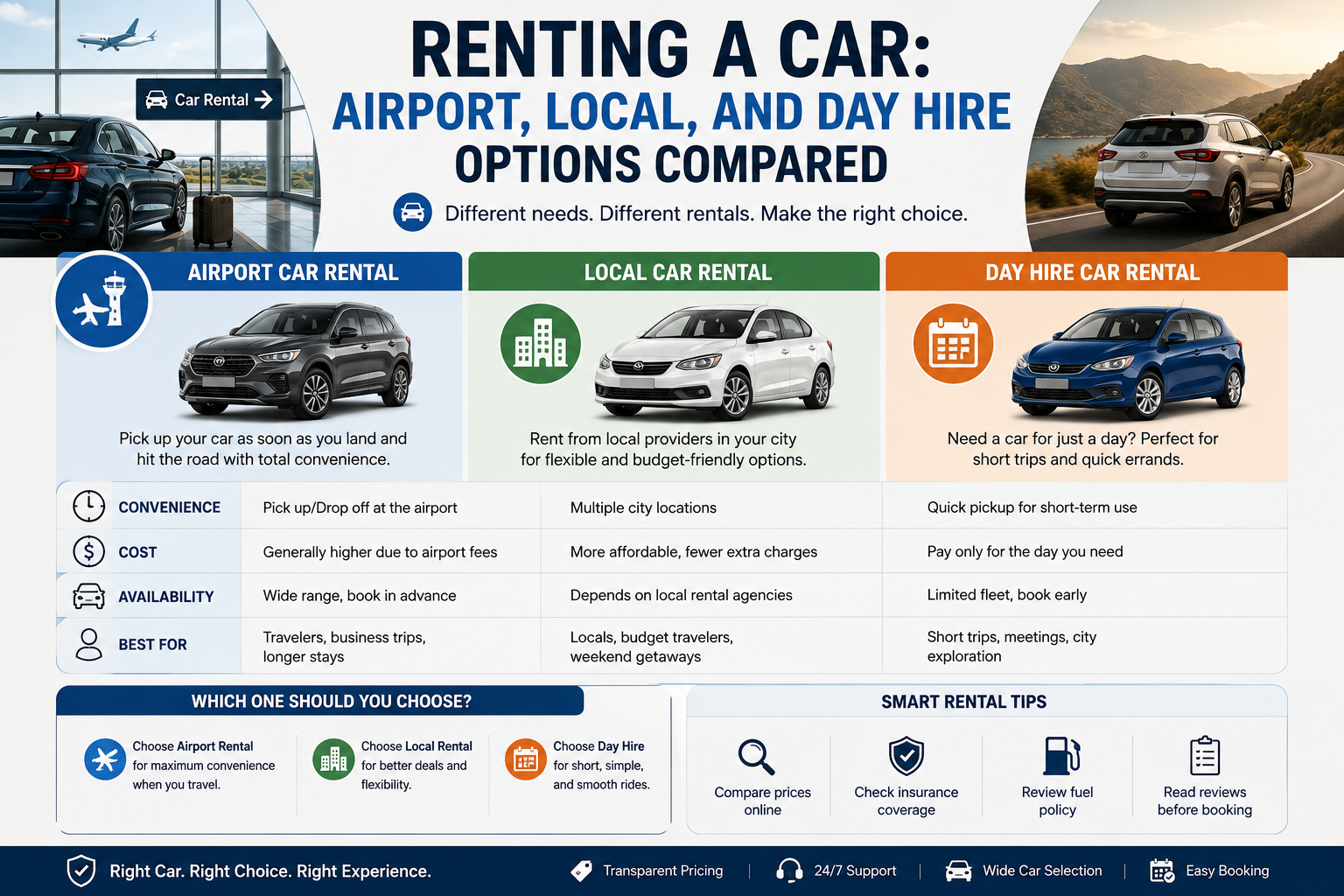 Renting a Car: Airport, Local, and Day Hire Options Compared